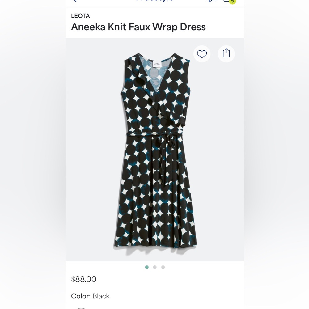 Leota Black and Blue Geometric Midi Dress